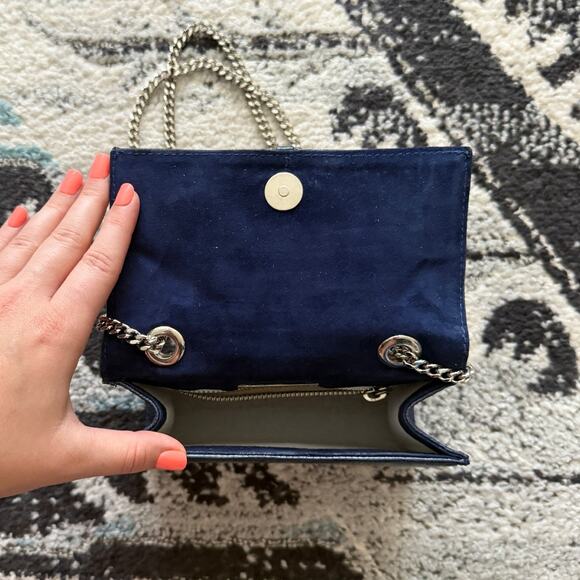 Rare Santesteban Italy Navy Croc Lizard Sterling Silver Convertible Crossbody - Picture 6 of 8